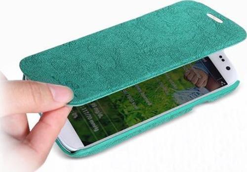 i9500 Galaxy S4 ile Uyumlu Nillkin Ağaç Dokulu Kapaklı Kılıf Yeşil