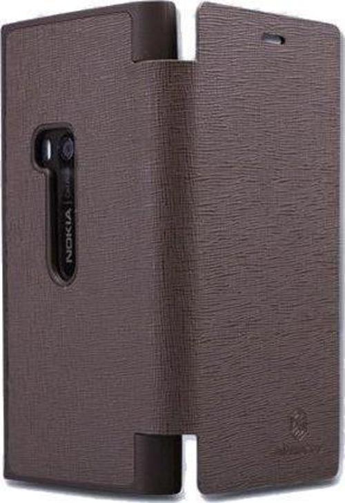 Lumia 920 ile Uyumlu Yana Açılan Kapaklı Kılıf Kahverengi