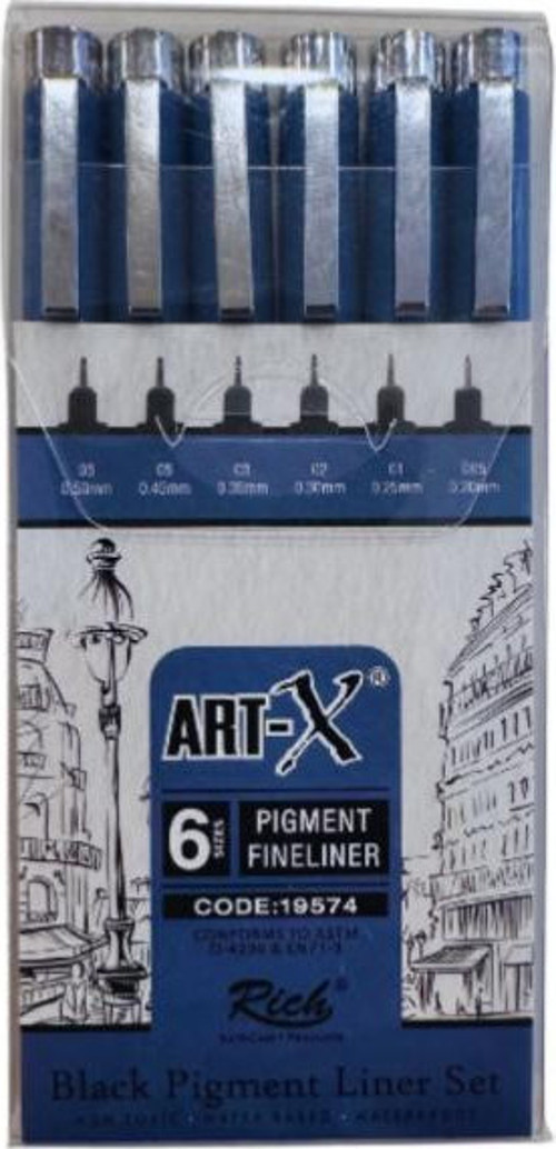 Art-X Pigment Fineliner Teknik Çizim Kalem Seti 6'lı