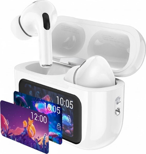 Aktif Gürültü Engelleyici Özellikli Dijital Dokunmatik Ekranlı Airpods Bluetooth Kulaklık - Beyaz