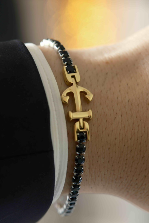 Anchor Diamond Luxe Chain Çelik Bileklik