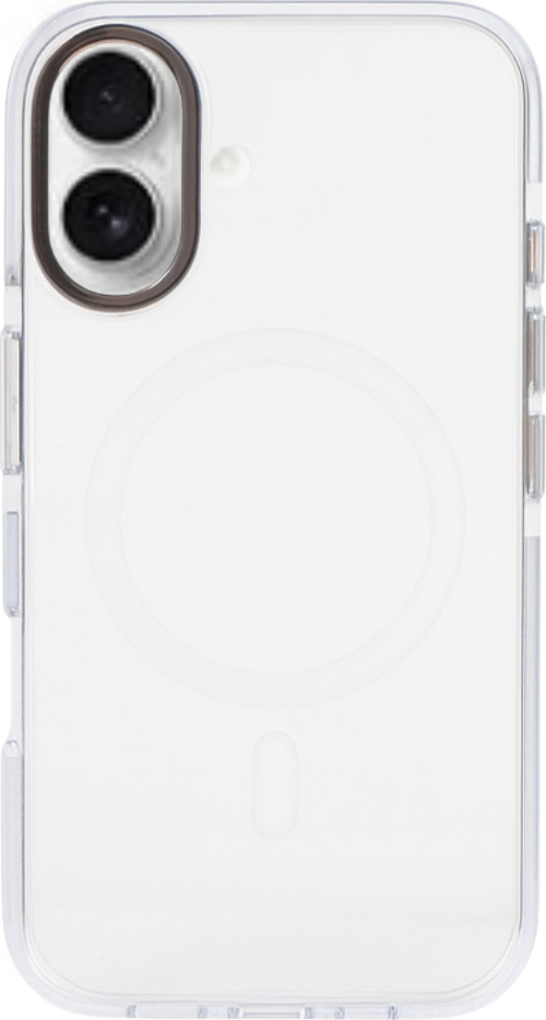 Onyx Iphone 16 Beyaz Kılıf Manyetik Özellikli Şeffaf Sert Pc Embos Kılıf+Kamera Koruyucu