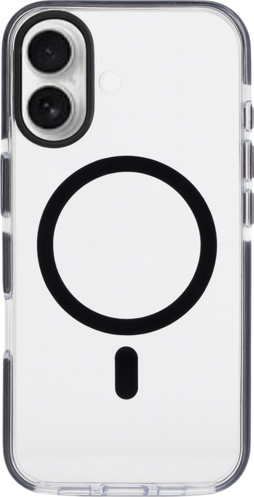 Onyx Iphone 16 Siyah Kılıf Manyetik Özellikli Şeffaf Sert Pc Embos Kılıf+Kamera Koruyucu