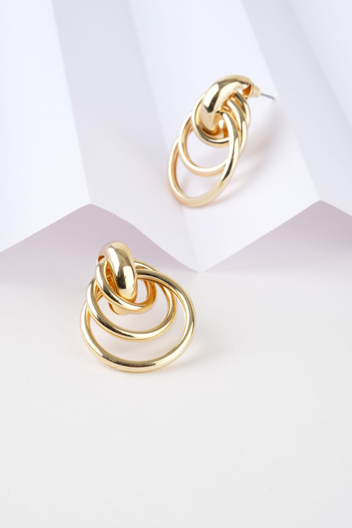 Twirls Gold Çelik Küpe