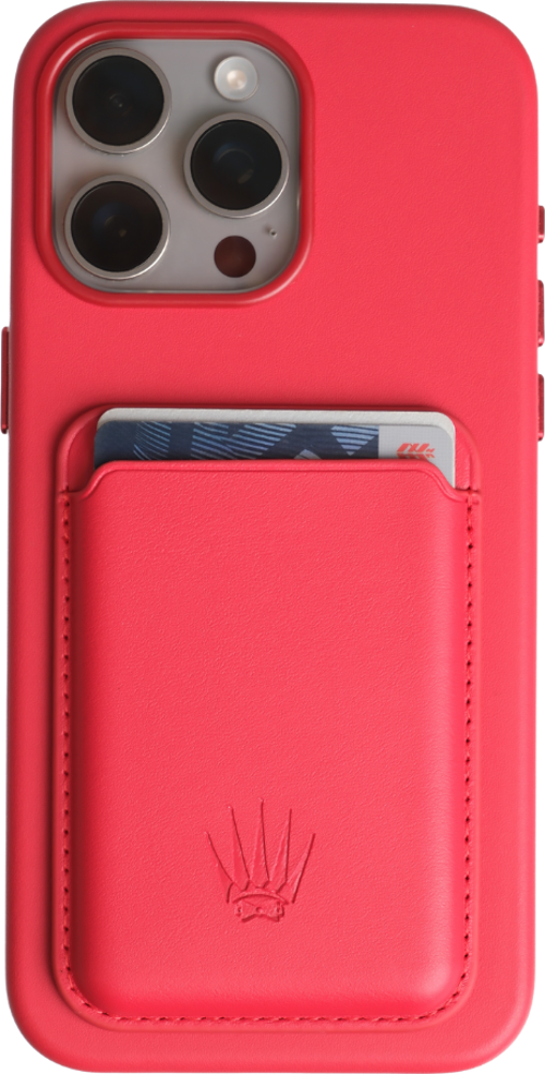 Xelium Iphone 15 Pro Max Kırmızı Kılıf Manyetik Özellikli Deri Kılıf+Kartlık