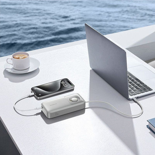Baseus FREE2PULL 20000mAh Dahili Type-C Kablolu Powerbank - 65W Hızlı Şarj Dijital Ekran - Gri 2