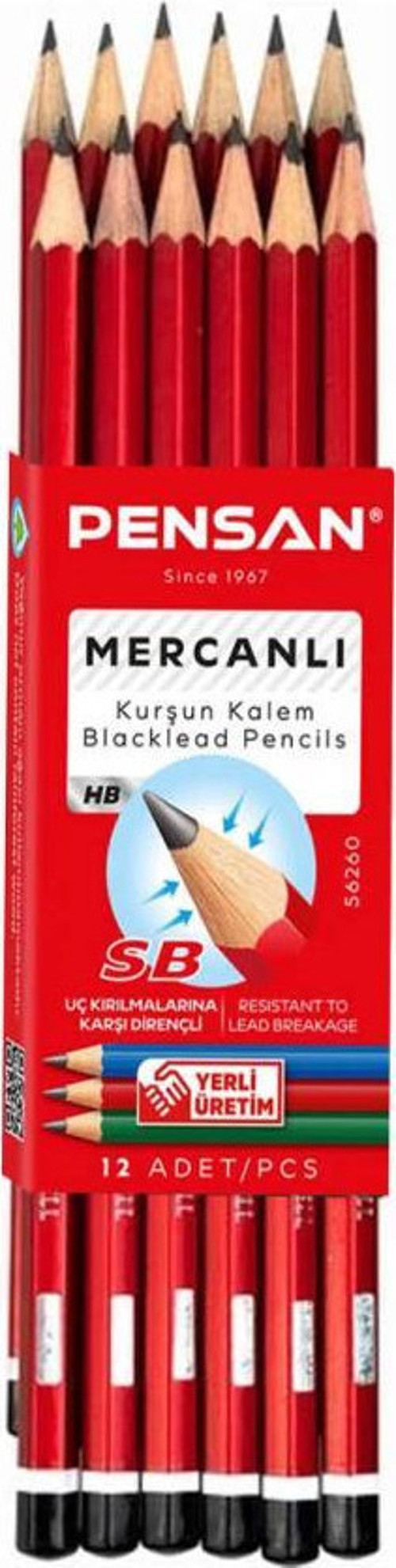 Mercanlı Kurşun Kalem - 12 Adet