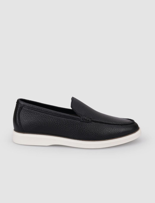 Hakiki Deri Siyah-Beyaz Erkek Loafer (121354-7205)