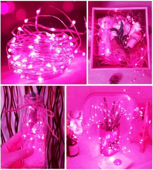 Ev Balkon Ve Parti İçin 10 Metre Pilli Pembe Renk Peri Led Yılbaşı Süsü Işık