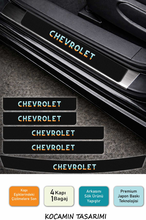 Chevrolet Universal Kapı Eşiği Karbon Folyo Seti – Universal Modeline Özel 5 Parça Araç Koruyucu