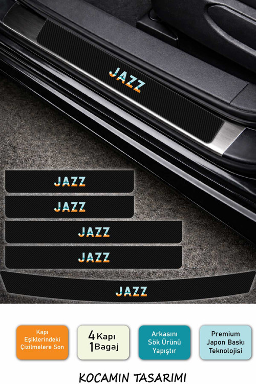 Honda Jazz Karbon Kapı Eşiği Koruma Seti – Jazz Serisi İçin 5 Parça Renkli Baskı