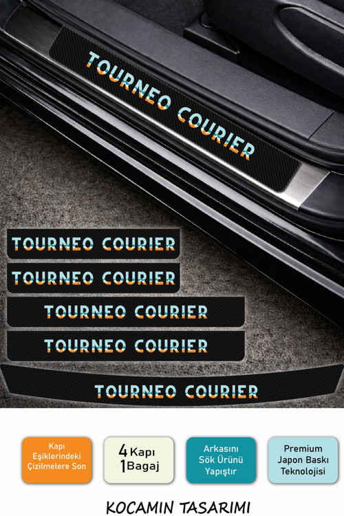 Ford Tourneo Courier Kapı Eşiği Karbon Folyo Seti – Tourneo Courier Modeline Özel 5 Parça Araç Koruyucu