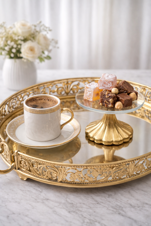 Gold Dekoratif Lokumluk & Sunumluk – 8 cm pleksi glass lokumluk stand