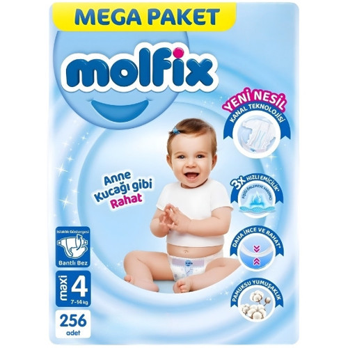 Bebek Bezi Mega Paket Maxi 4 No 256 lı