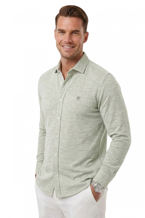 Yeşil Slim Fit Çizgili %100 Pamuk Erkek Gömlek – Nefes Alan Şık Günlük Gömlek 2602626