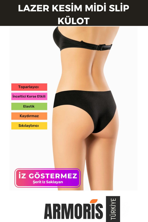 Yeni İz Göstermeyen Dikişsiz Kaymaz Toparlayıcı Popo Şekillendirici Lazer Kesim Midi Slip Külot