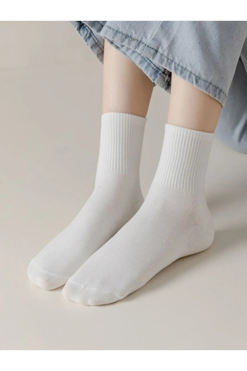 Medineticaret 6’Lı Unisex Beyaz Yarım Kolej Spor Çorap | Pamuklu – Nefes Alan – Terletmeyen Kolej Çorap