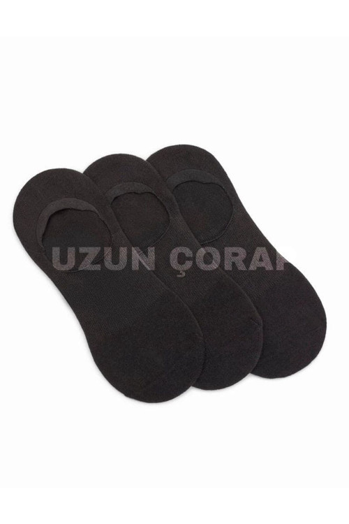 8 Çift Pamuklu Babet Çorap - Gizli Çorap Siyah