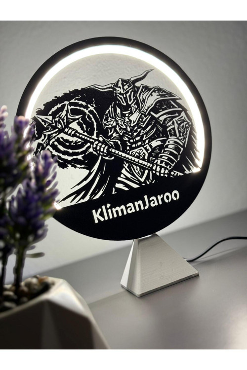 Knight Online Warrior Kişiye Özel İsimli Halka LED Masa Gece Lambası Gamer Oyun Oda Dekor Hediyelik