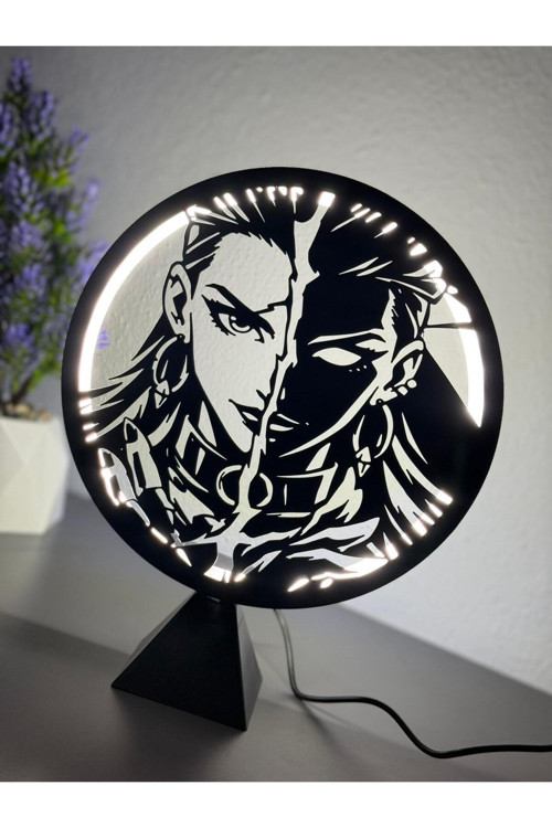 Valorant Reyna Halka LED Işıklı Masa Gece Lambası Gamer Oyun Odası Dekor Hediye (Adaptör Dahil)