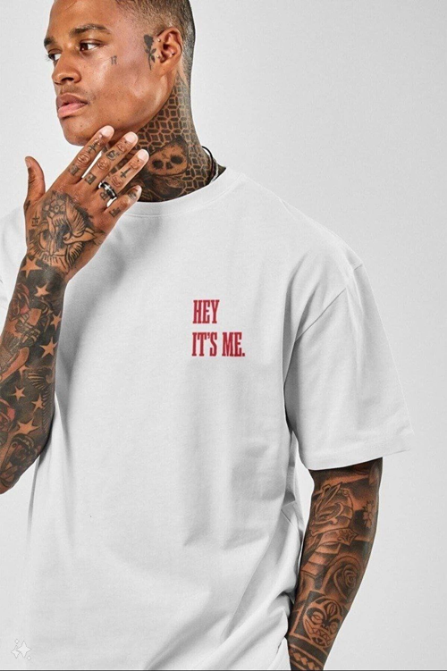 Baskılı Oversize T-Shirt - Beyaz
