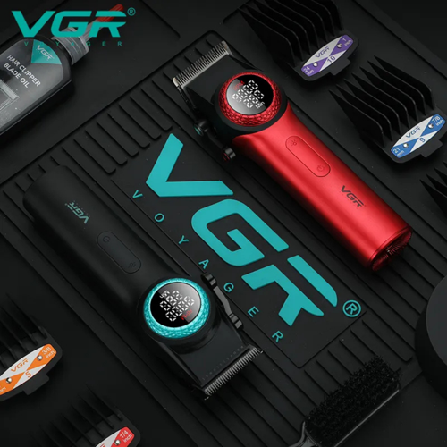 VGR V-001 Profesyonel Berberler için Karbon Çelik Bıçak Saç Kesme Makinesi 9000RPM, LED Ekran