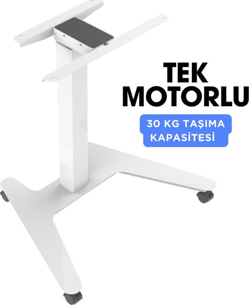 Tek Ayaklı Yükseklik Ayarlanabilir Tekerlekli Sehpa/Masa Ayağı Beyaz Tablasız