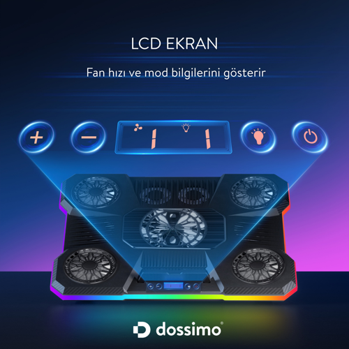 9 Fanlı Yüksek Performans RGB Aydınlatmalı Yükseklik Ayarlanabilen Notebook Soğutucu S24