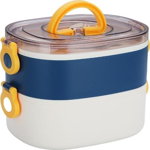 1200 ml Çift Renkli Lunchbox Yeni Koleksiyon 2 Katlı Çelik Sefer Tası Yemek Kutusu