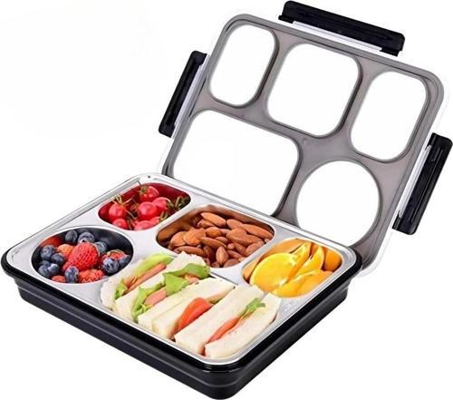 Bento 1600ml Lunchbox Yeni Koleksiyon Tek Katlı 5 Bölmeli Çelik Sefer Tası Yemek Kutusu
