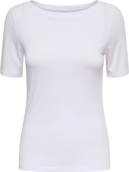 Kadın Kayık Yaka Beyaz T-Shirt - 15367559