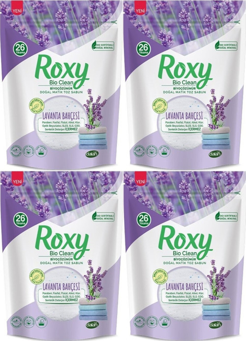 Roxy Bio Clean Matik Sabun Tozu 800GR Lavanta Bahçesi (4 Lü Set)