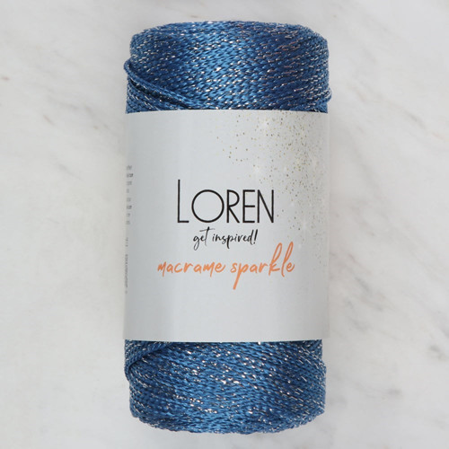 Loren Macrame Sparkle Simli Mavi El Örgü İpi - Rm