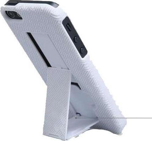 iPhone SE/5S/5 ile Uyumlu Standlı Sert Kauçuk Kılıf Beyaz