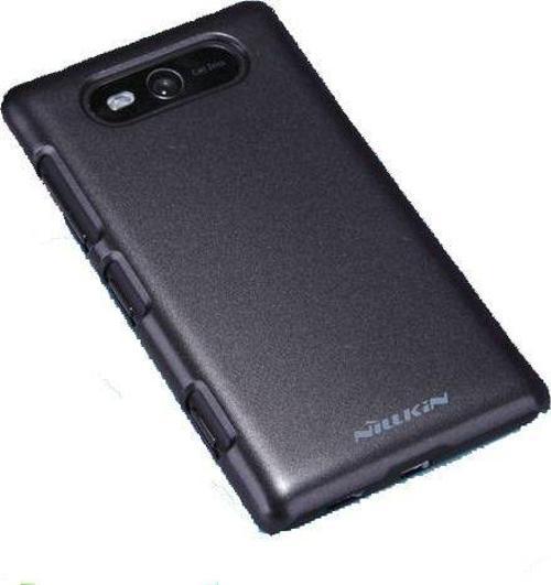 Lumia 820 ile Uyumlu Parlak Sert Kauçuk Kılıf Siyah
