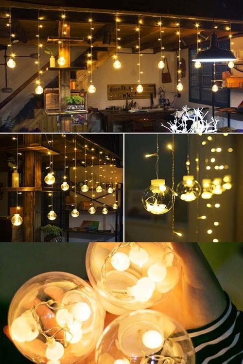 Modaba Dekoratif Led Işıklı Top Perde Led Animasyonlu Küre Toplu Ampul Perde Led Fişli Eklenebilir 3 Mt