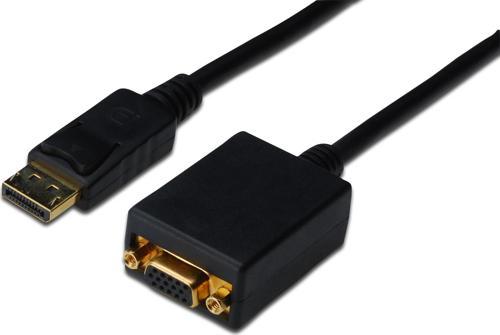 DisplayPort (DP) &lt;-&gt; VGA Adaptörü, DP Erkek - HD15 Dişi, 0.15 metre, kilit mekanizmalı, DP 1.2