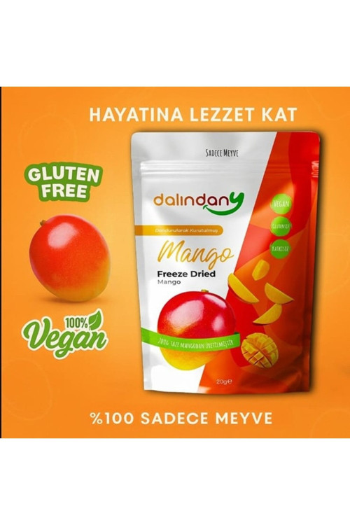 Dalindany Freeze Dried Dondurularak Kurutulmuş Mango Dilimleri 20 Gram