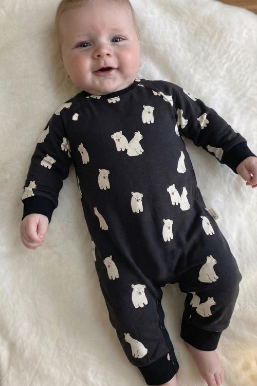 Baskılı Tulum 0-3 Yaş Antrasit