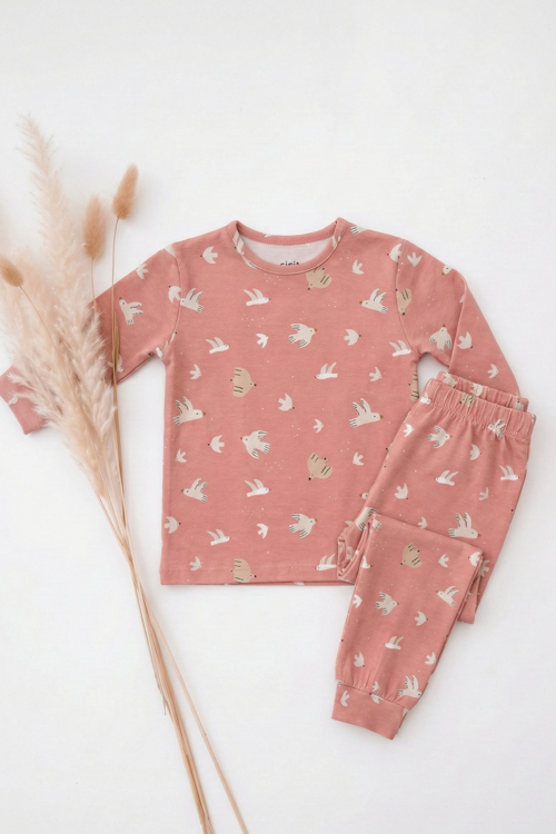 Desenli Mevsimlik Pijama Takım 1-7 Yaş K Pembe