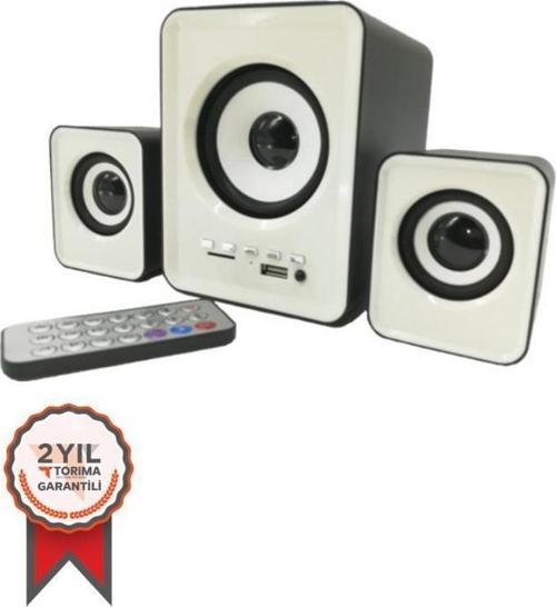 D23 Beyaz Bluetooth Hoparlör 3.5mm Jack Kablolu Bilgisayar Hoparlörü