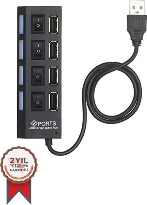 Siyah YD-76 USB 2.0 4 Portlu Bilgisayar Adaptörü