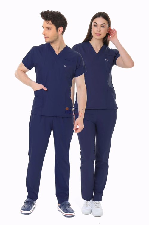 LACİVERT HEMŞİRE FORMASI LİKRALI SCRUBS TAKIM (PATRIOT BLUE) ARMASIZ