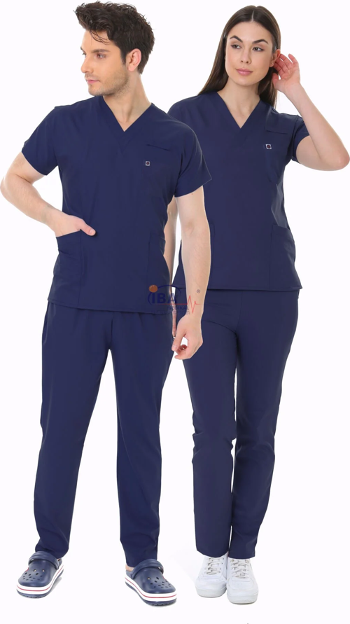LACİVERT HEMŞİRE FORMASI LİKRALI SCRUBS TAKIM (PATRIOT BLUE) ARMASIZ