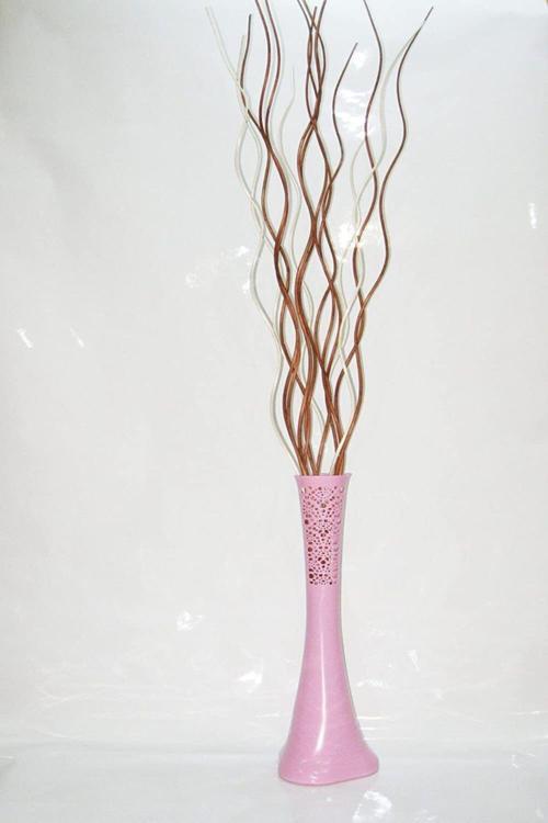60 Cm Uzun Pembe Desenli Vazo 15 Adet 160 Cm Kahve Krem Dal