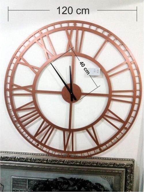 Bakır Renk Büyük 120 Cm Ahşap Mdf Kadran 40 Cm Akrep 32 Cm Yelkovan Roma Rakkamlı Duvar Saati