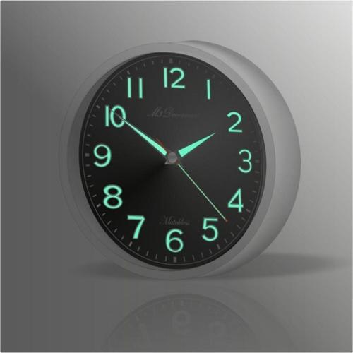 Beyaz Çerçeveli Gece Görünen Işıldayan Fosforlu Sessz Duvar Saati