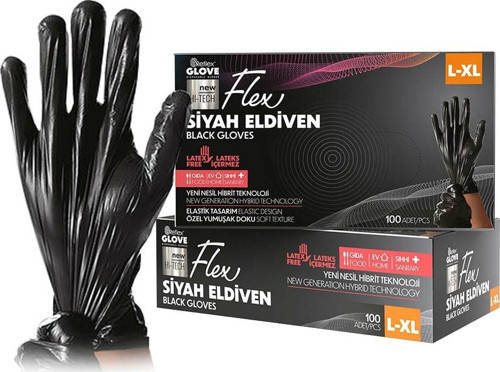 Flex Eldiven Siyah L - XL 100'lü 1 Paket
