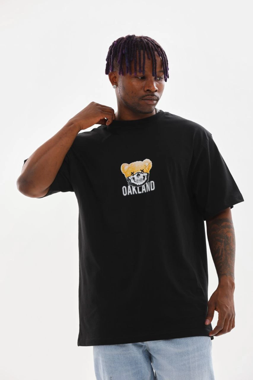 Baskılı Oversize T-Shirt - Siyah