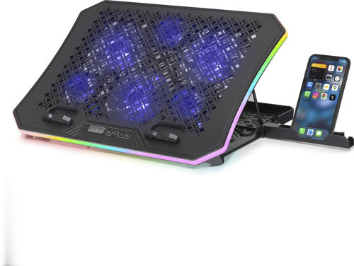 Laptop Soğutucu 6X Fan Rgb + Telefon Standı 14–18 - Siyah DCXAA8